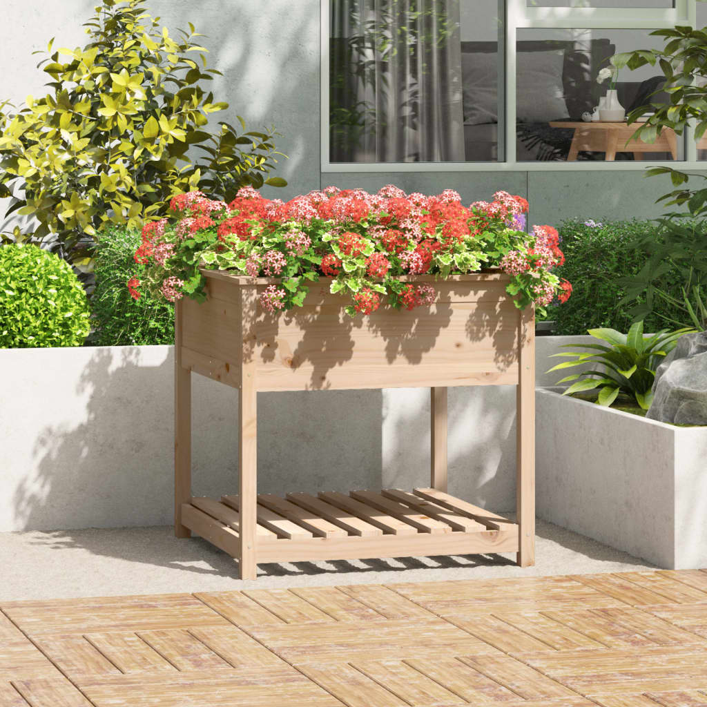 Planter With Shelf Solid Wood Pine