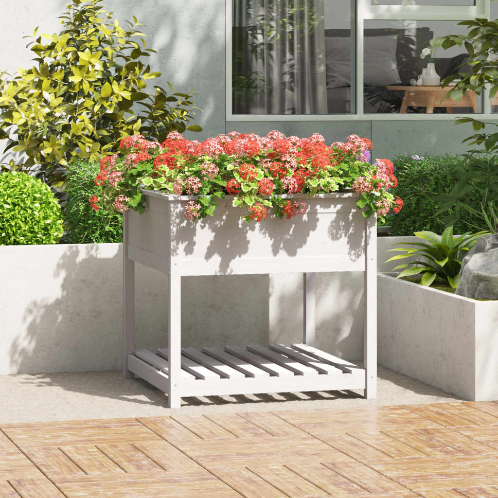 Planter With Shelf Solid Wood Pine