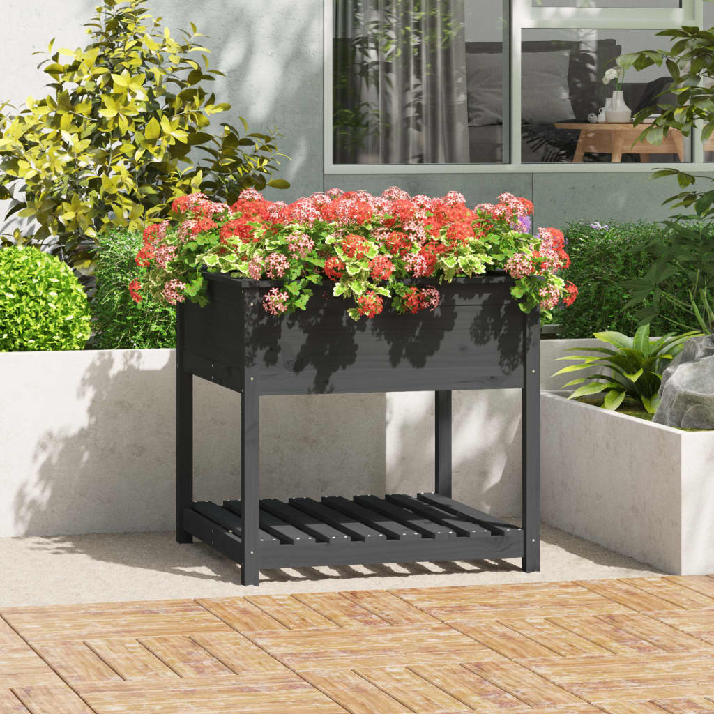 Planter With Shelf Solid Wood Pine