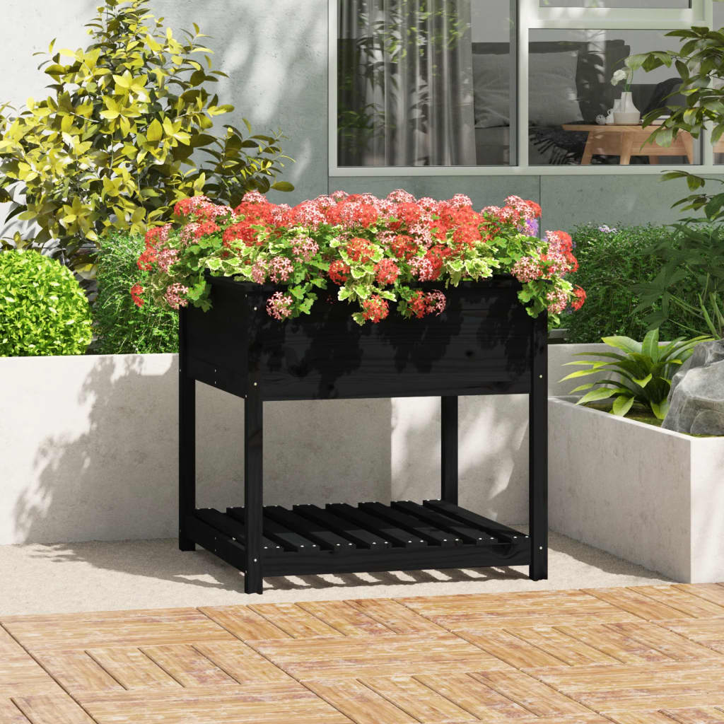 Planter With Shelf Solid Wood Pine