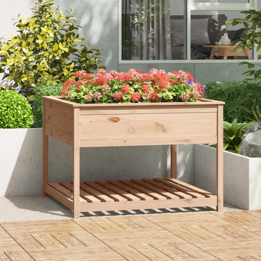 Planter With Shelf Solid Wood Pine