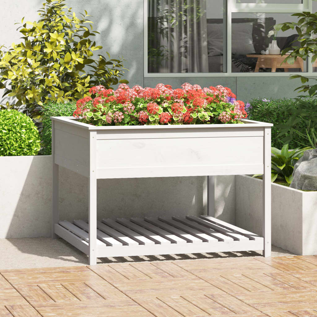 Planter With Shelf Solid Wood Pine