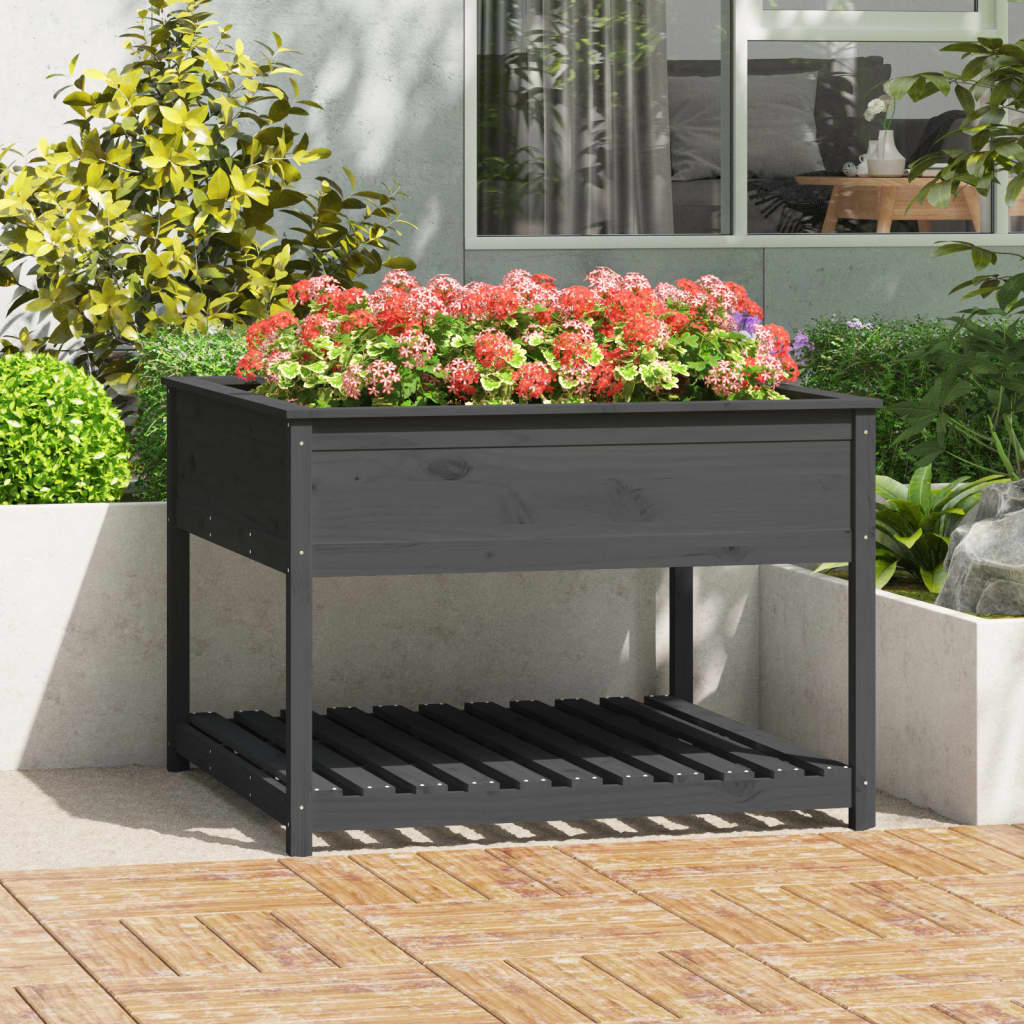 Planter With Shelf Solid Wood Pine