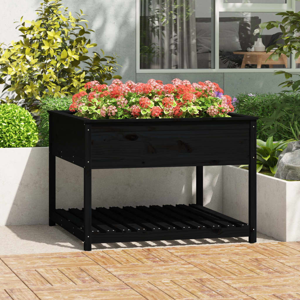 Planter With Shelf Solid Wood Pine