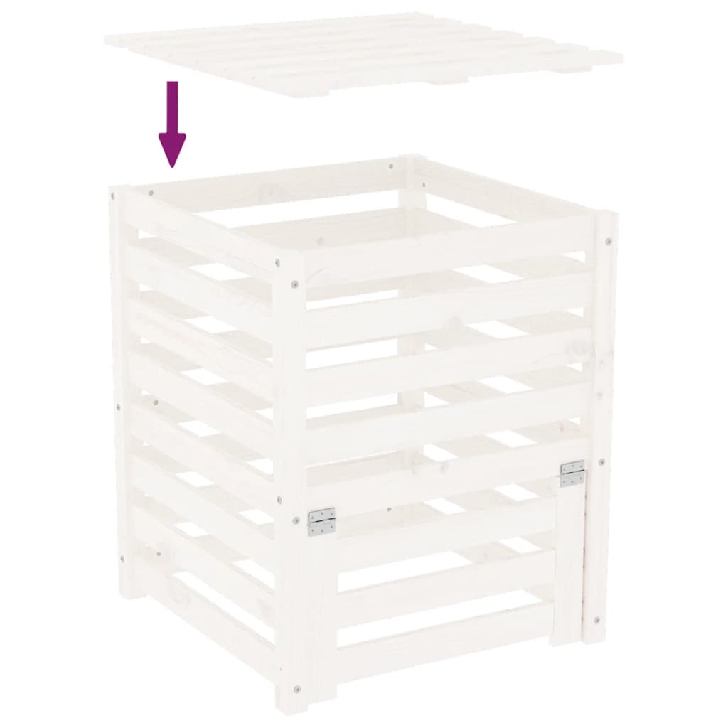 Composter White Solid Wood Pine