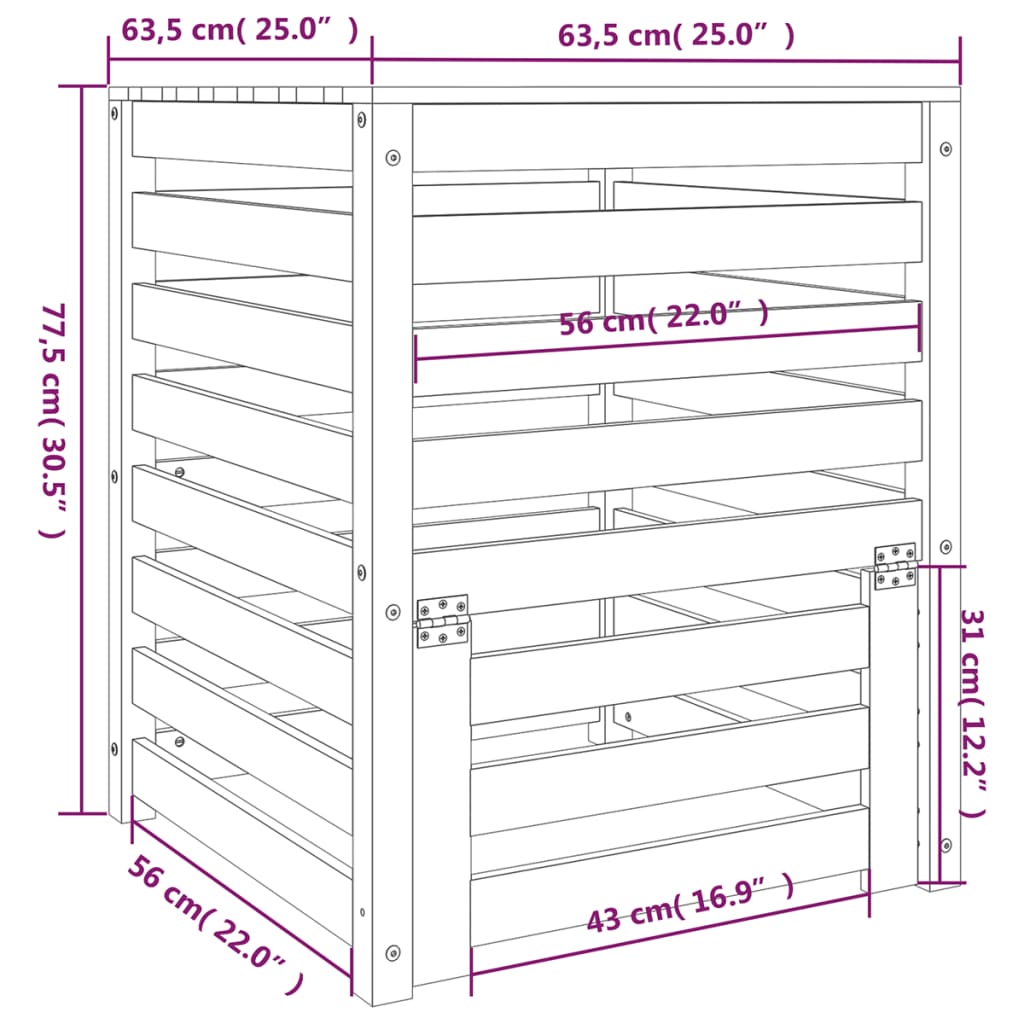 Composter White Solid Wood Pine