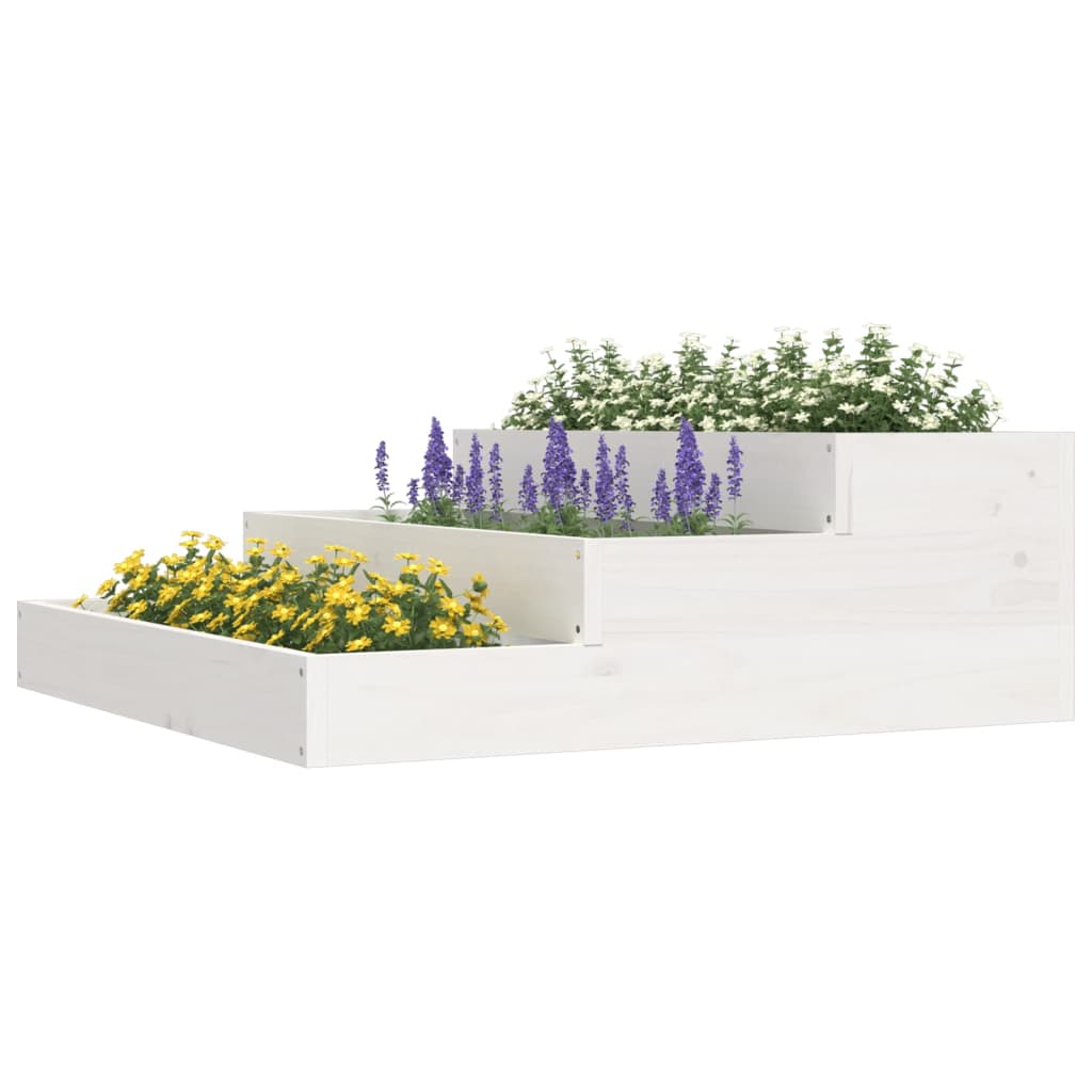 Planter White Solid Wood Pine