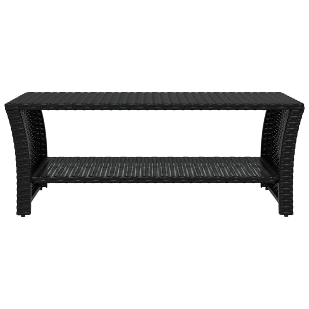 Coffee Table Pe Rattan Powder-Coated Steel 100X50X40 Cm grey black Waterproof 10