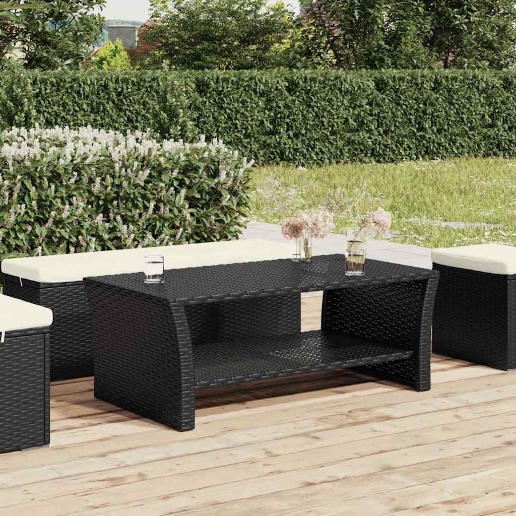 Coffee Table Pe Rattan Powder-Coated Steel 100X50X40 Cm grey black Waterproof 10