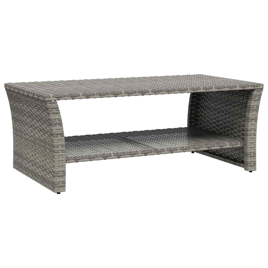 Coffee Table PE Rattan Powder-Coated Steel 100X50X40 Cm Grey Black Waterproof 10