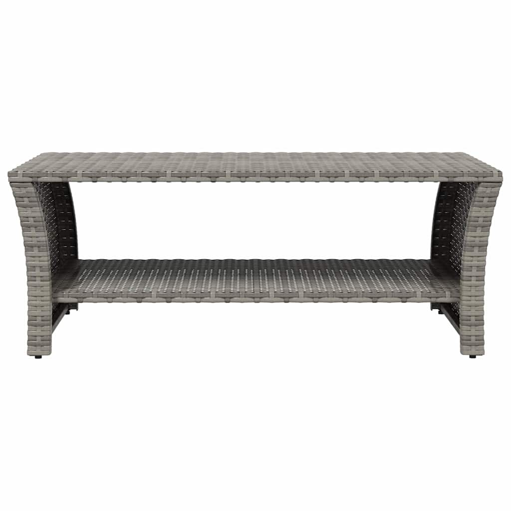 Coffee Table Pe Rattan Powder-Coated Steel 100X50X40 Cm grey black Waterproof 10
