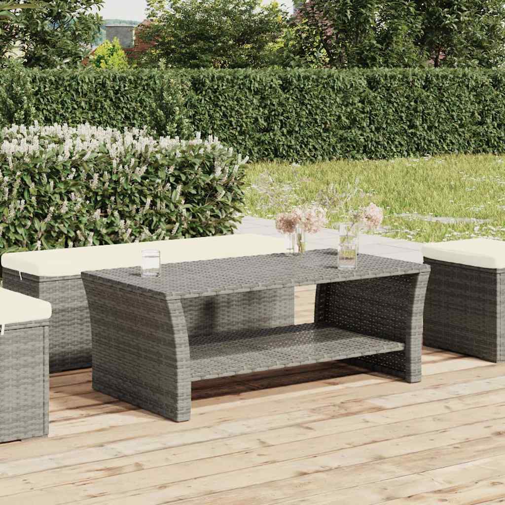 Coffee Table Pe Rattan Powder-Coated Steel 100X50X40 Cm grey black Waterproof 10