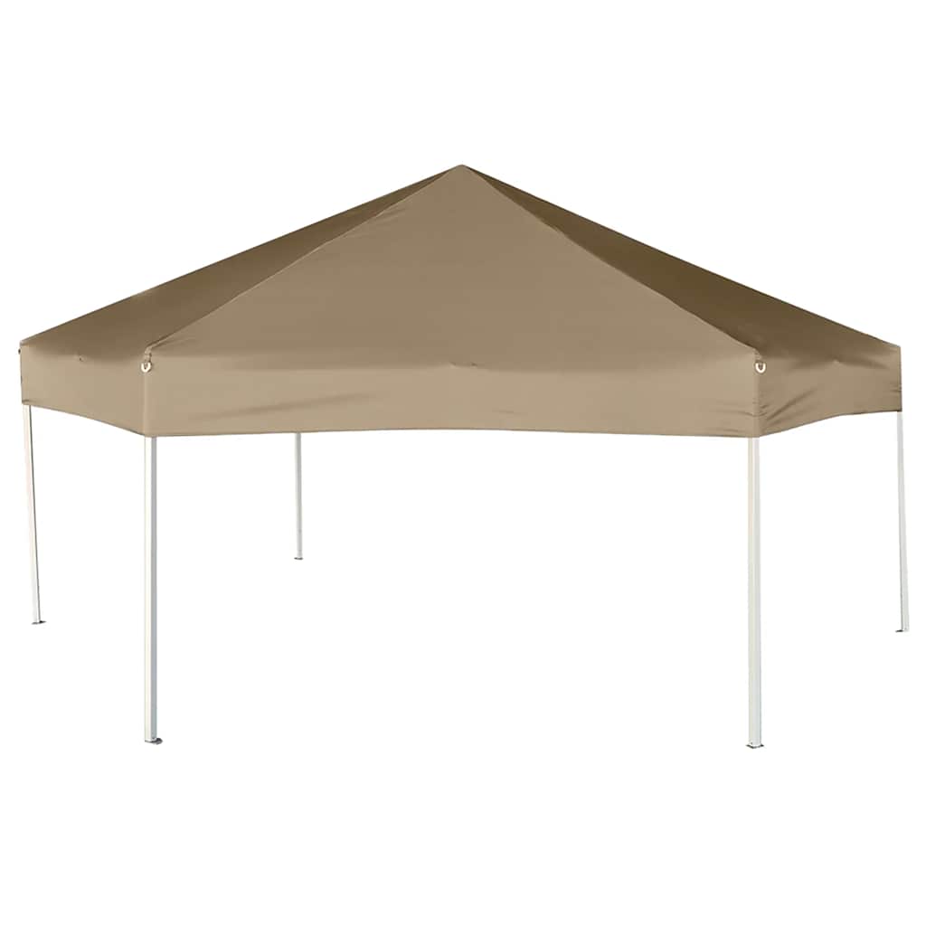 Gazebo Hexagonal Pop Up Marquee 3.6X3.1M 6 Sidewalls Garden Tent Grey Taupe 360