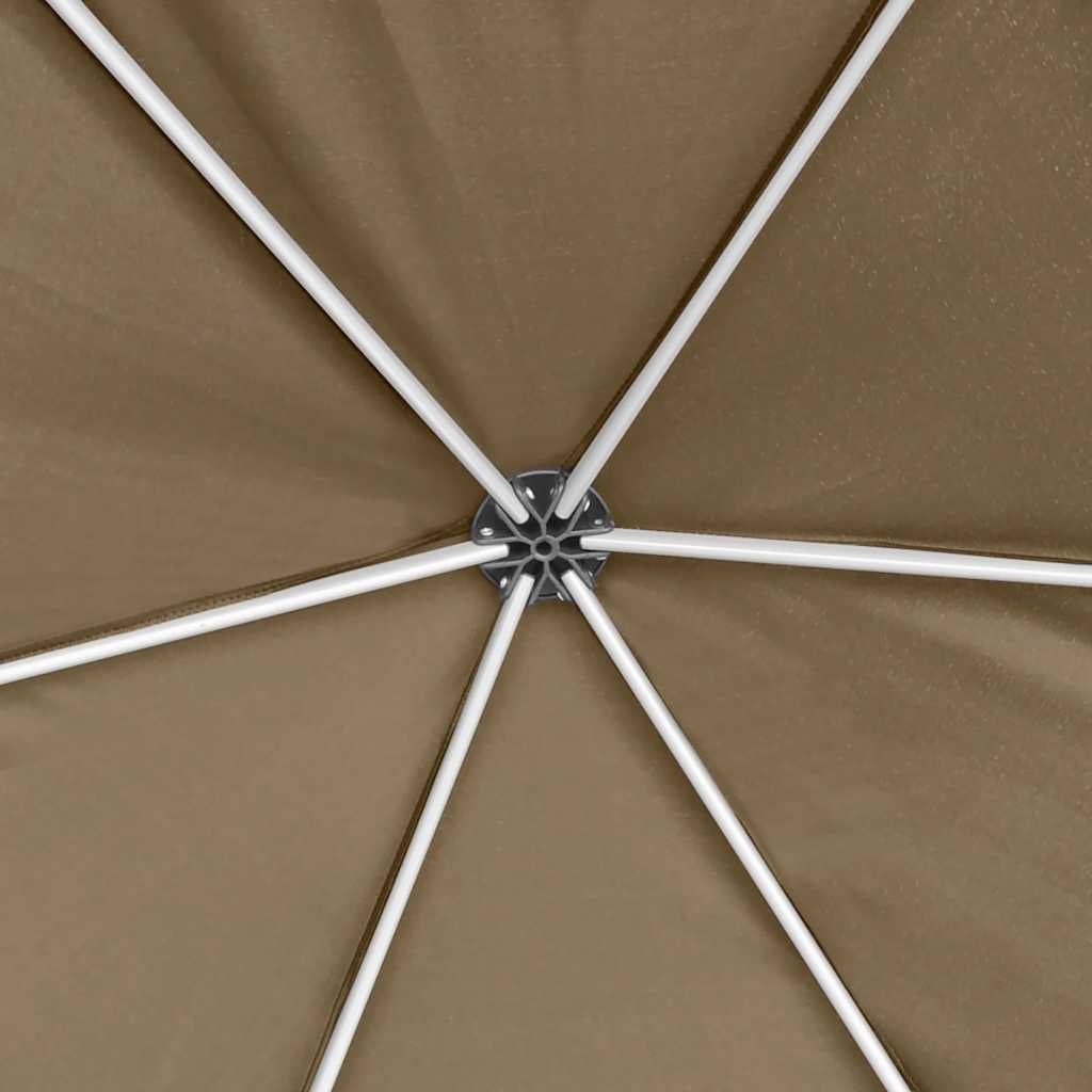 Gazebo Hexagonal Pop Up Marquee 3.6X3.1M 6 Sidewalls Garden Tent Grey Taupe 360