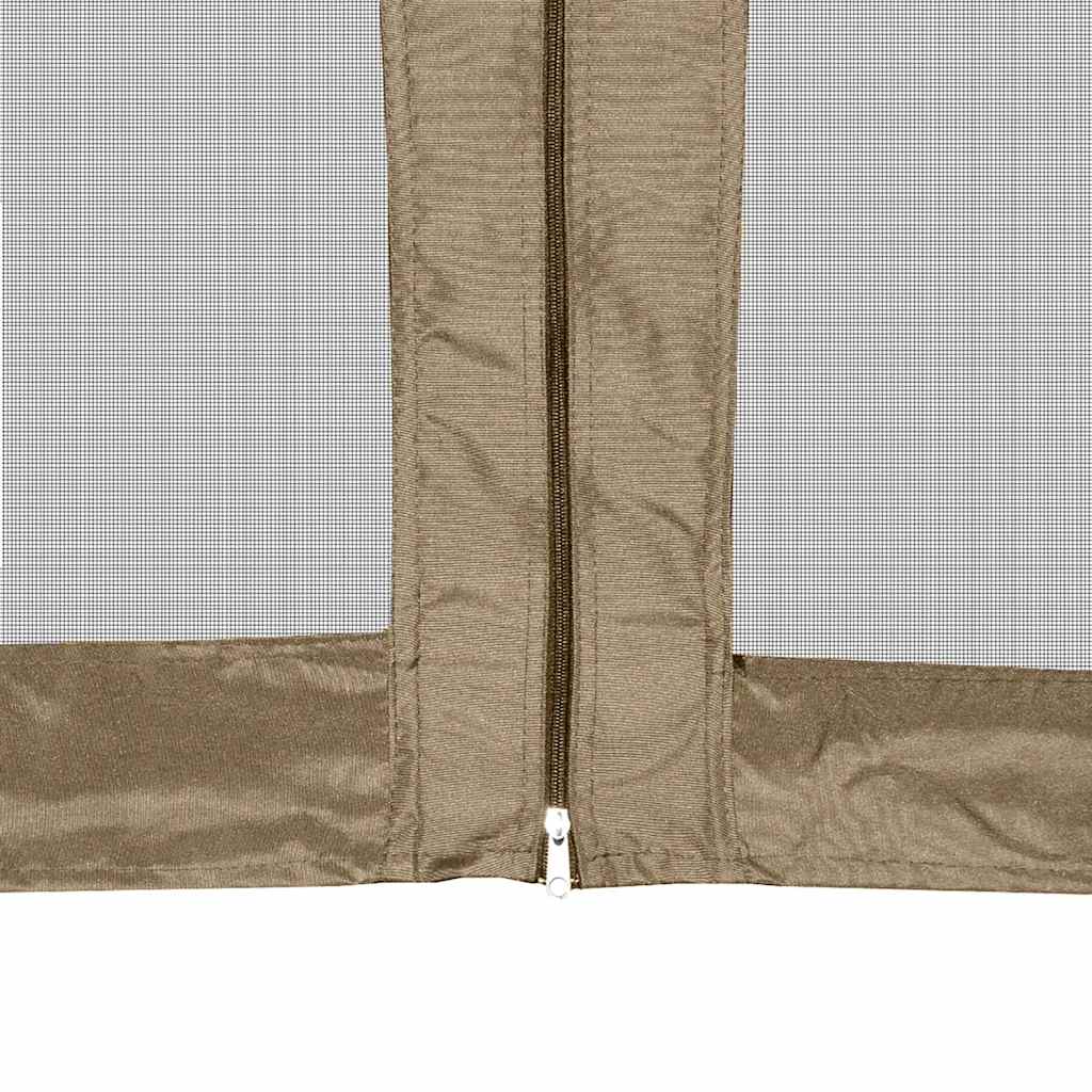 Gazebo Hexagonal Pop Up Marquee 3.6X3.1M 6 Sidewalls Garden Tent Grey Taupe 360
