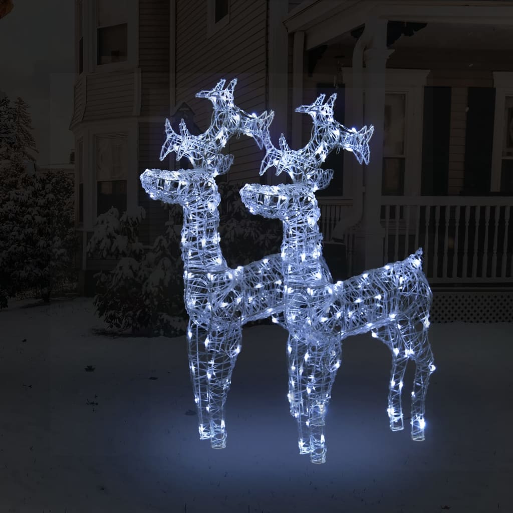 Xxl Acrylic Christmas Reindeers 250 Led 2 Pcs 180 Cm
