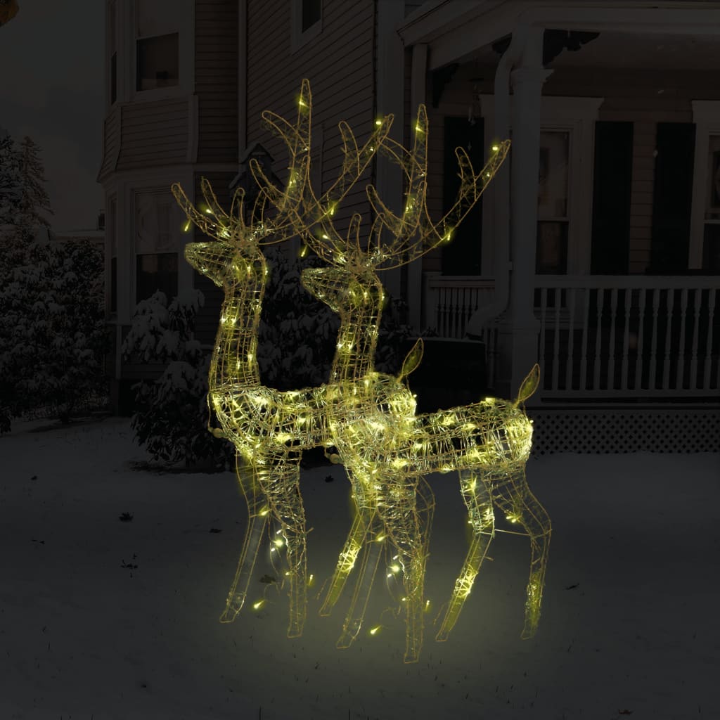 Xxl Acrylic Christmas Reindeers 250 Led 2 Pcs 180 Cm