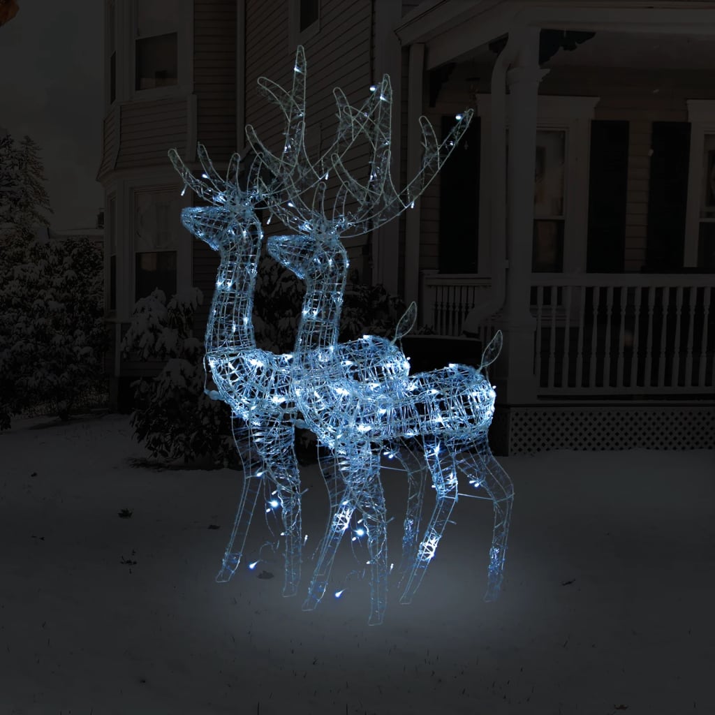 Xxl Acrylic Christmas Reindeers 250 Led 2 Pcs 180 Cm