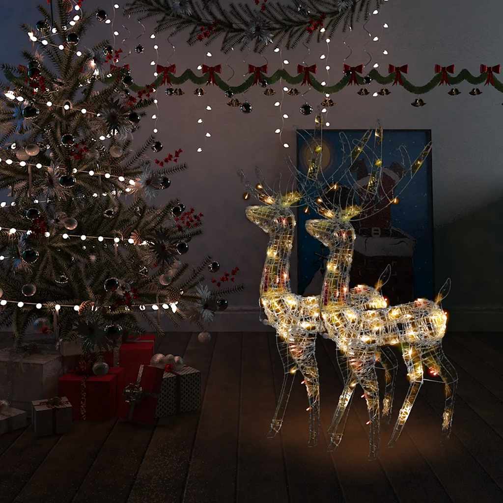 Xxl Acrylic Christmas Reindeers 250 Led 2 Pcs 180 Cm