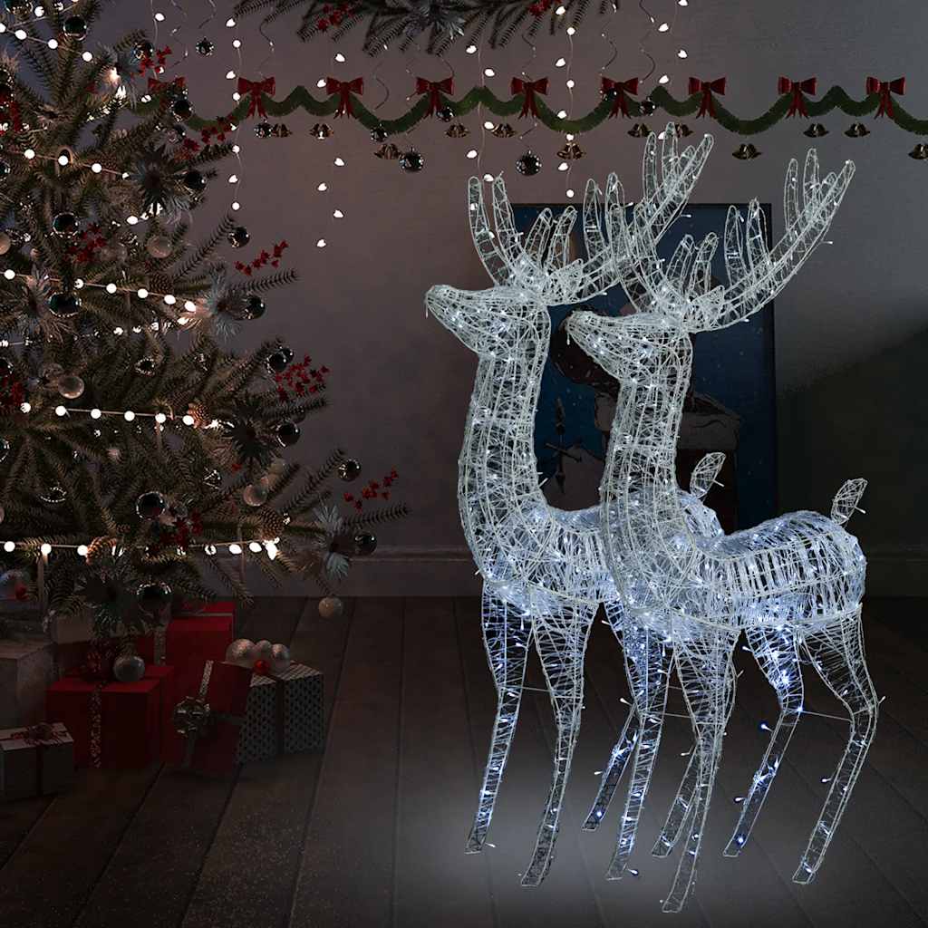 Xxl Acrylic Christmas Reindeers 250 Led 2 Pcs 180 Cm