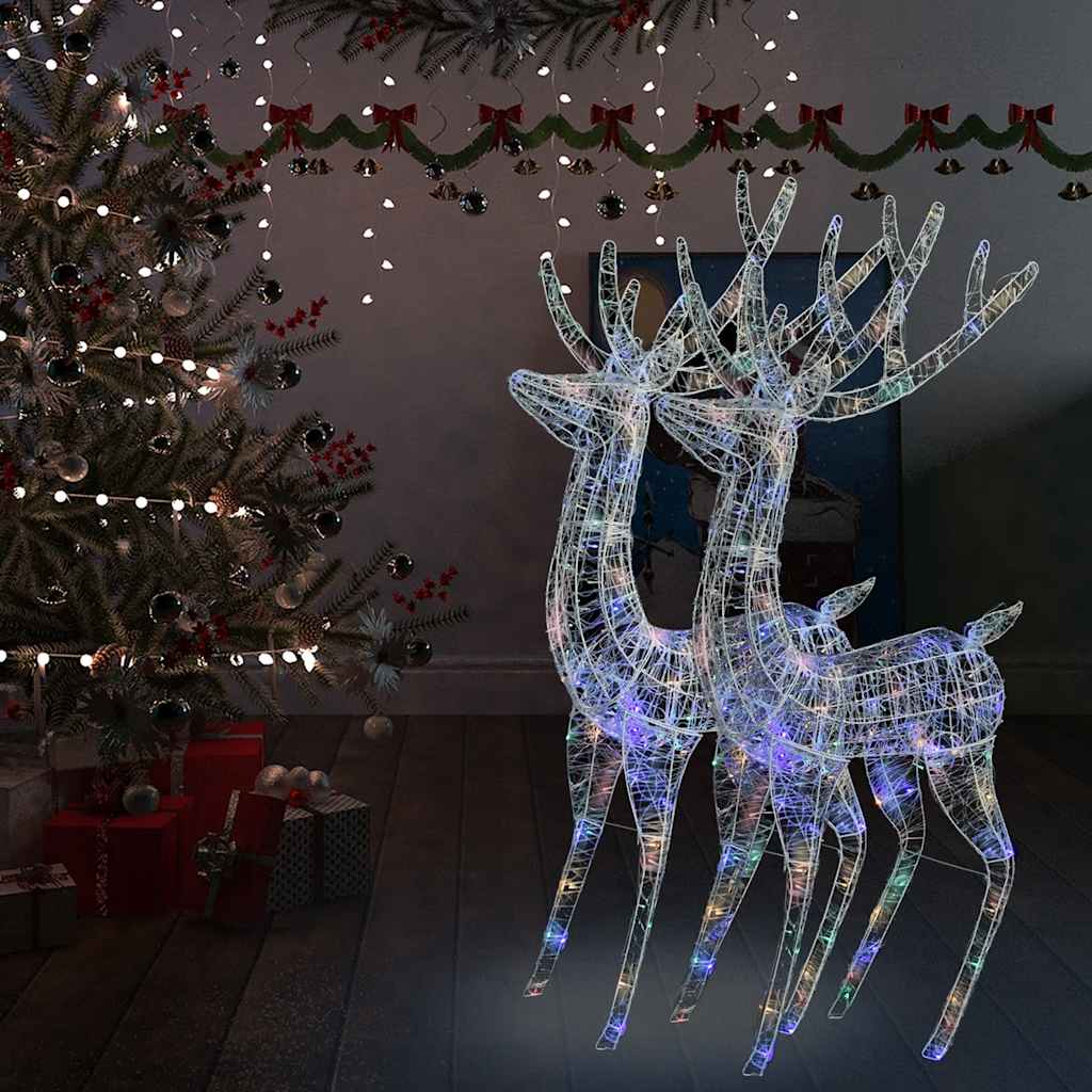 Xxl Acrylic Christmas Reindeers 250 Led 2 Pcs 180 Cm