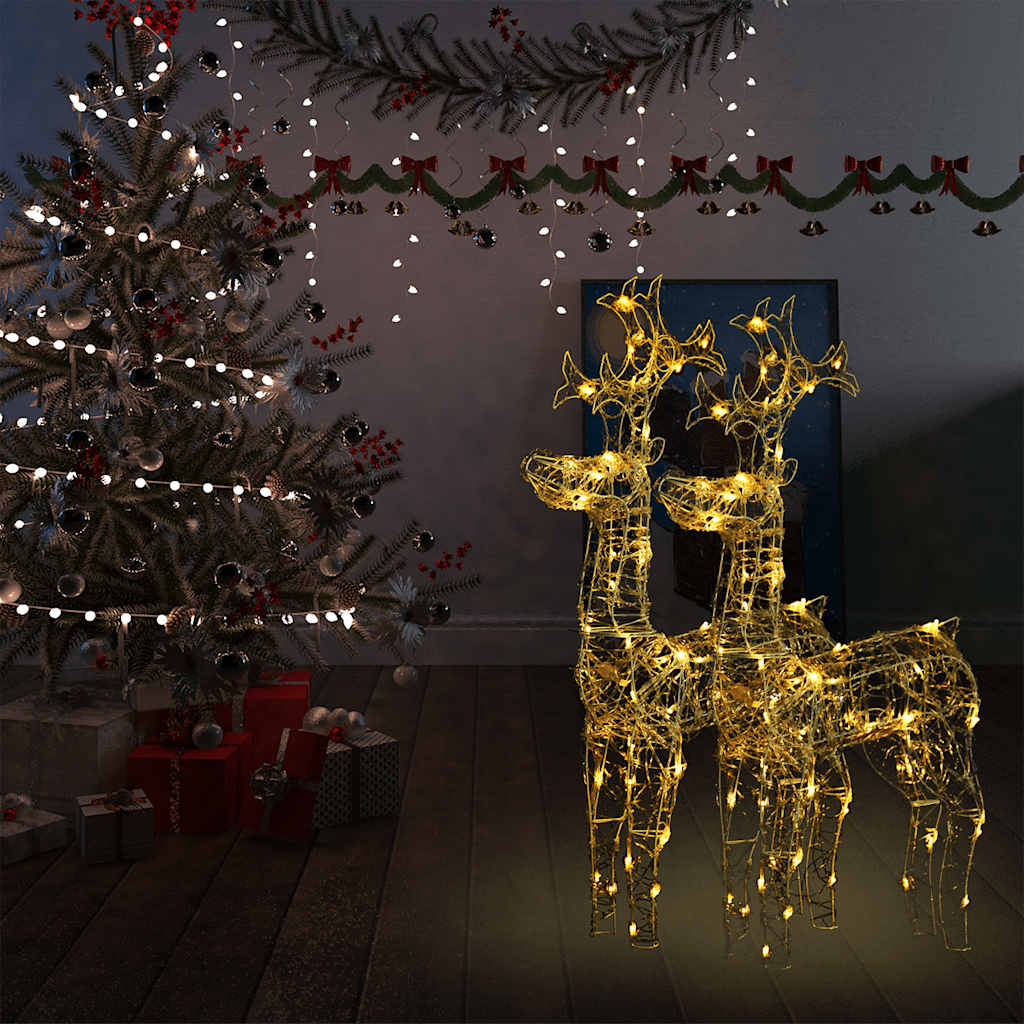 Xxl Acrylic Christmas Reindeers 250 Led 2 Pcs 180 Cm