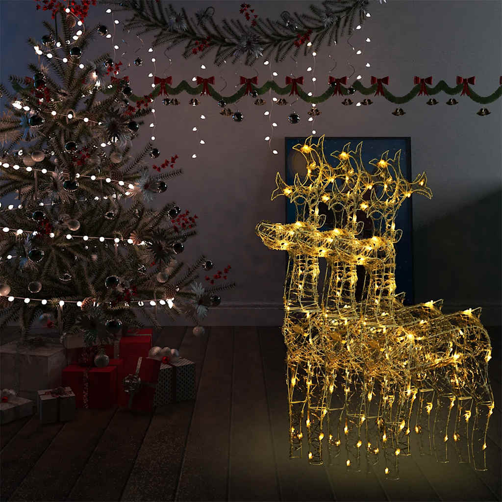 Xxl Acrylic Christmas Reindeers 250 Led 2 Pcs 180 Cm