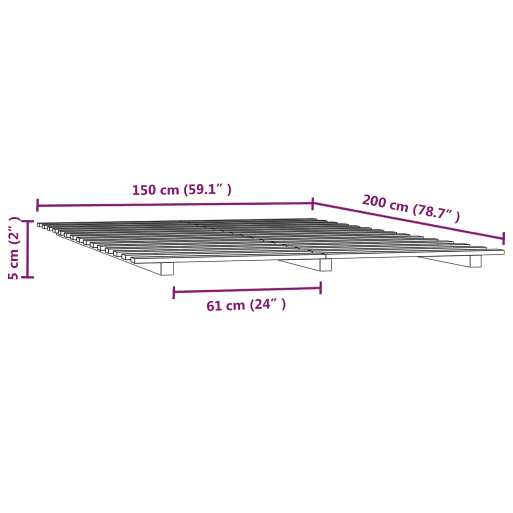 Bed Frame Without Mattress King Size Solid Wood Pine