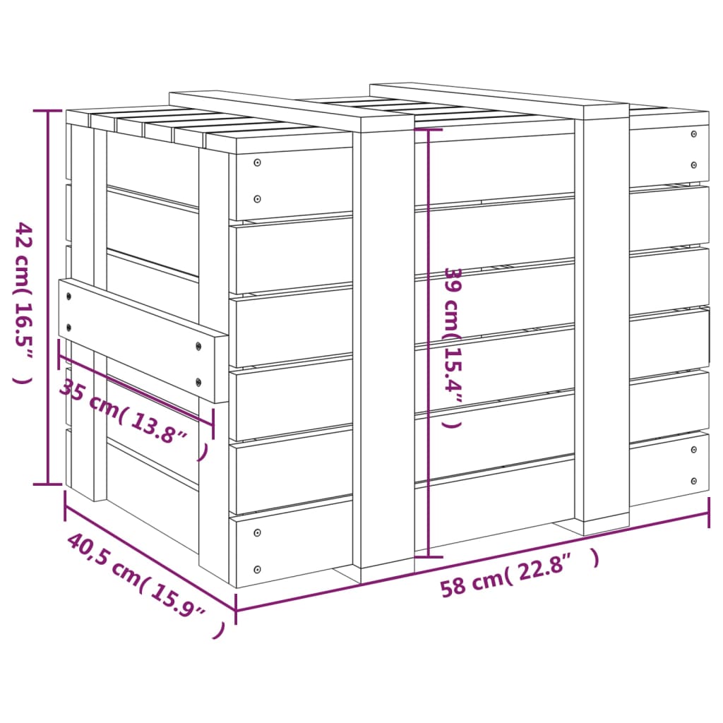 Storage Box Solid Wood Pine