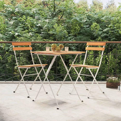 3 Piece Folding Bistro Set Solid Wood Acacia And Steel