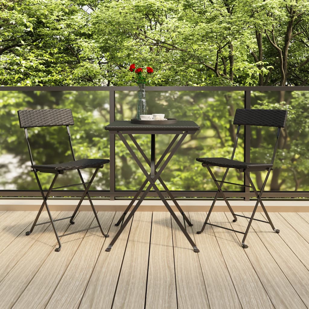 Folding Bistro Chairs 8 Pcs Poly Rattan And Steel