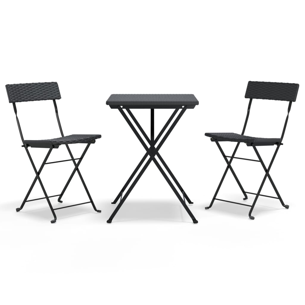 3 Piece Folding Bistro Set Poly Rattan
