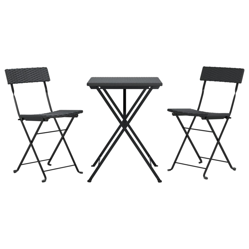 3 Piece Folding Bistro Set Poly Rattan