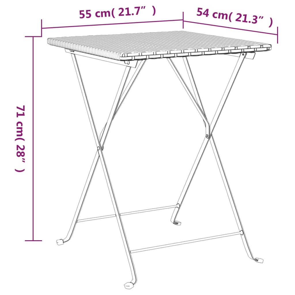 3 Piece Folding Bistro Set Poly Rattan