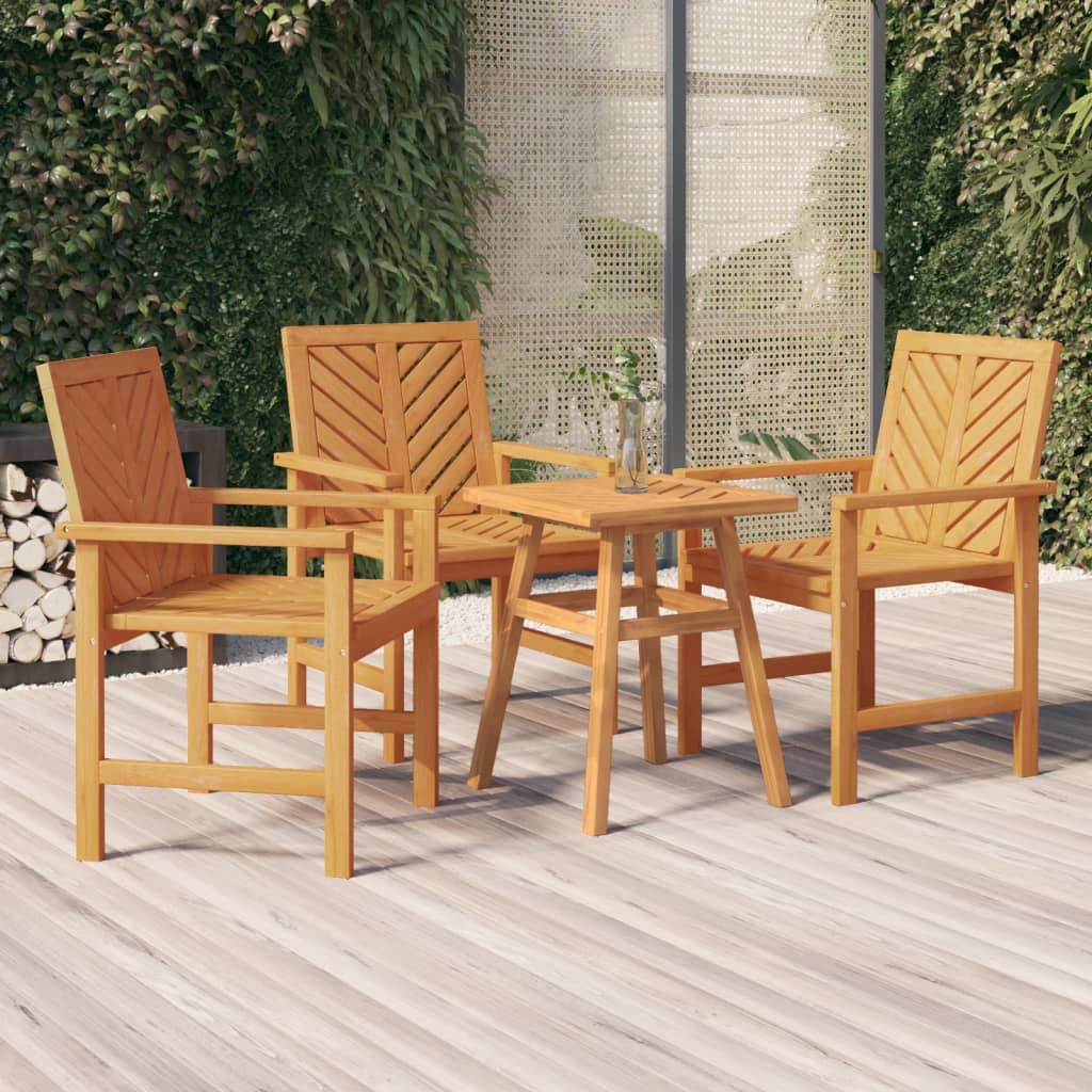 Garden Dining Chairs 3 Pcs Solid Wood Acacia