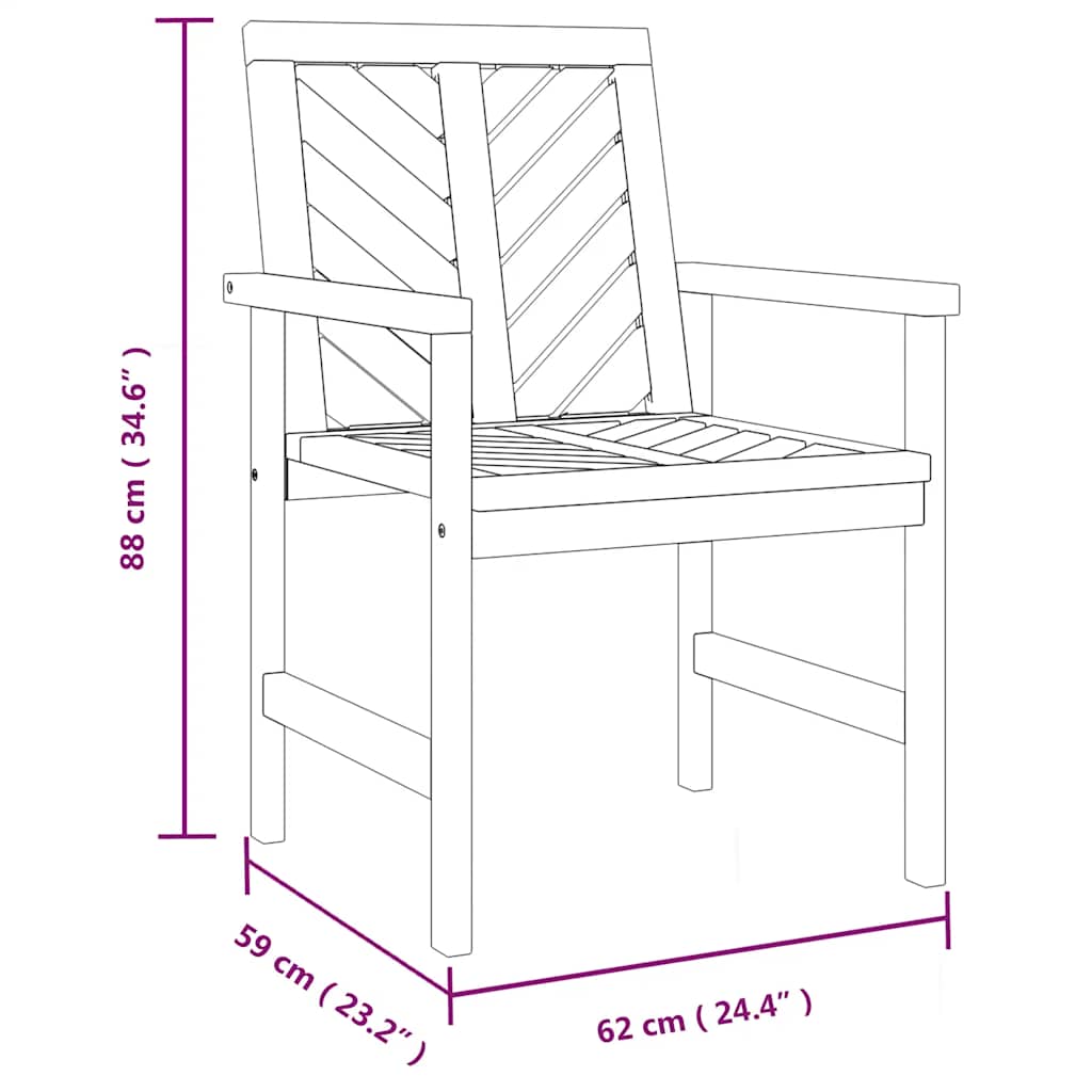 Outdoor Furniture Set 3 Piece Garden Lounge Solid Wood Acacia Waterproof 62 cm