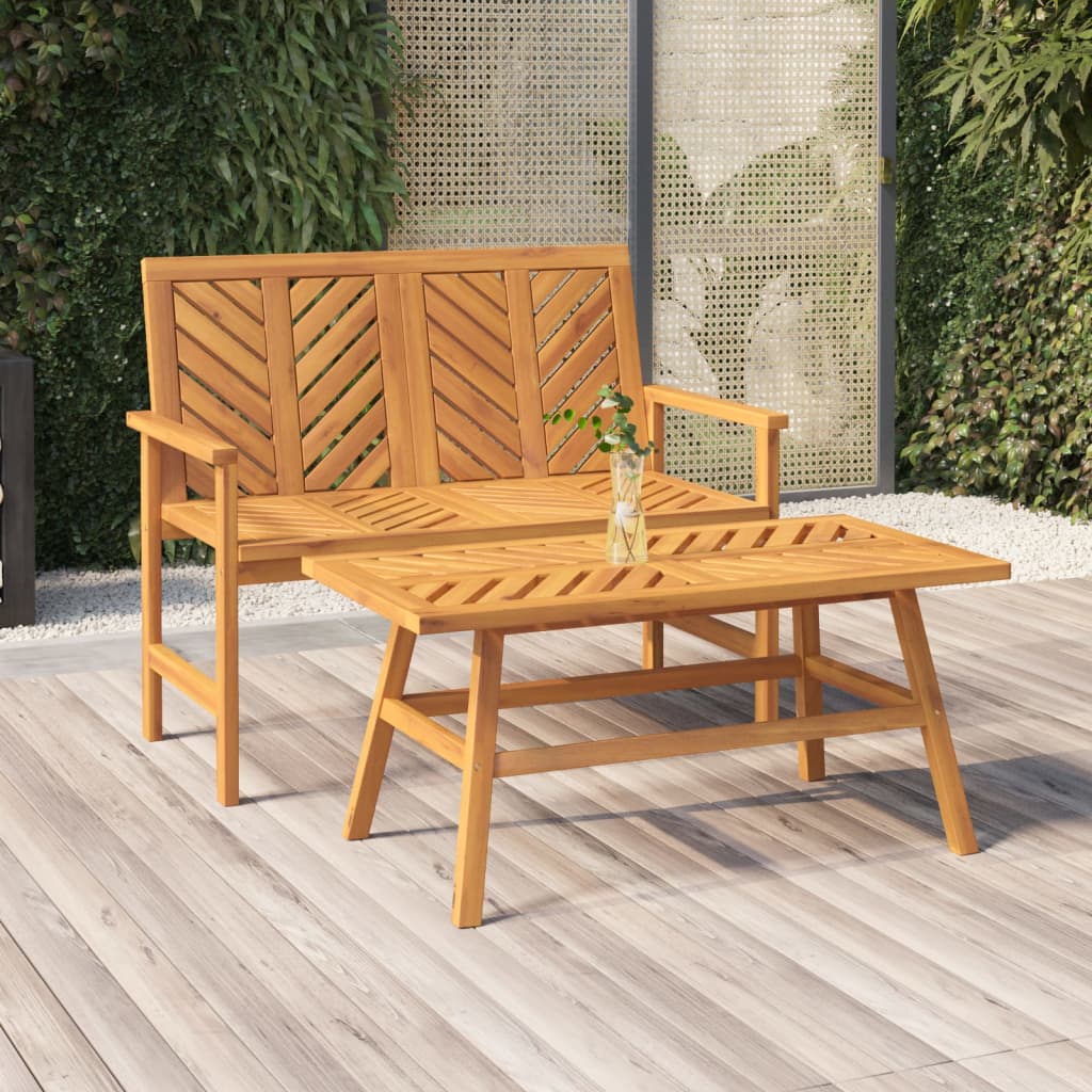 Outdoor Bench Garden 109cm Solid Acacia Wood Patio Seat Weather Resistant 109 cm
