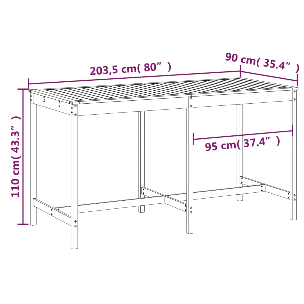 Garden Table Solid Wood Pine
