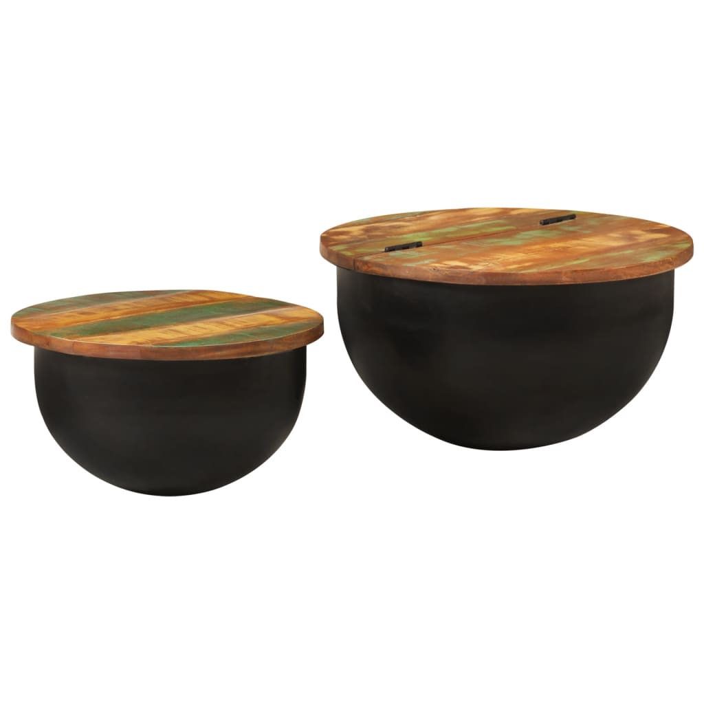 Coffee Table Bowl-Shaped With Steel Base Solid Reclaimed Wood