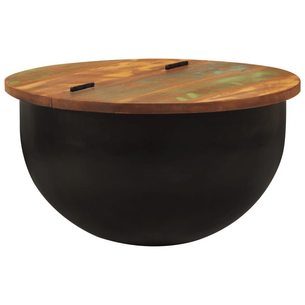 Coffee Table Bowl-Shaped With Steel Base Solid Reclaimed Wood
