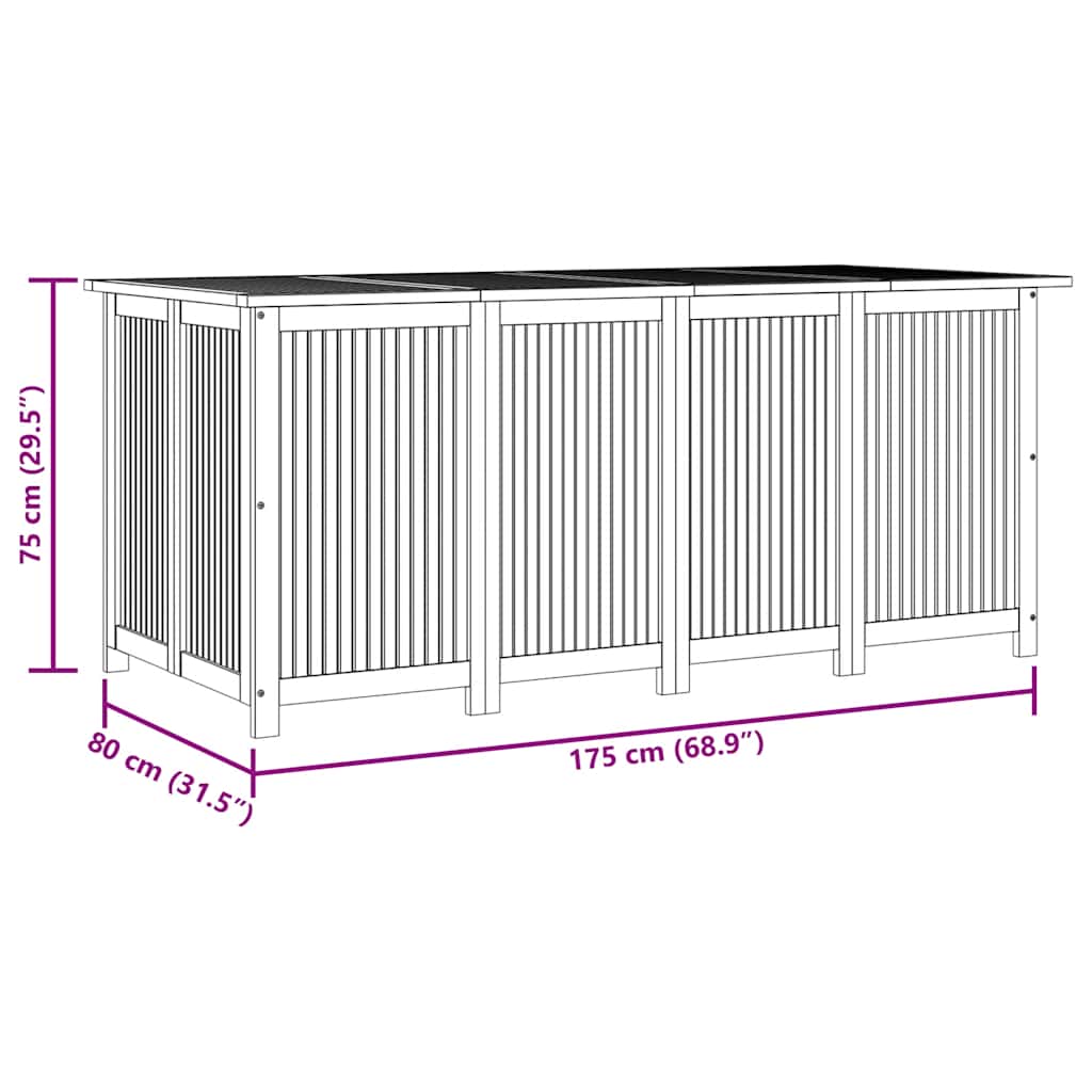 Garden Storage Box 175X80X75 Cm Solid Wood Acacia