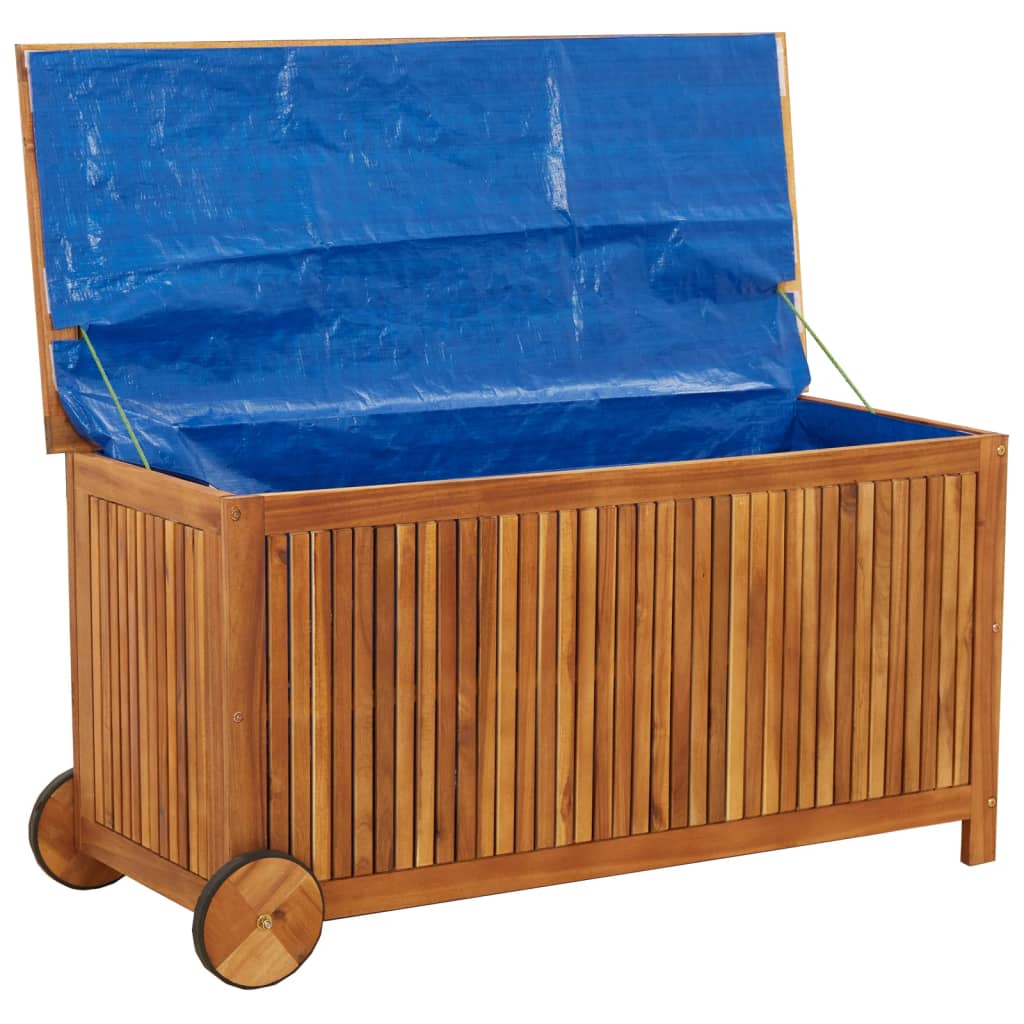 Garden Storage Box With Wheels Solid Wood Acacia