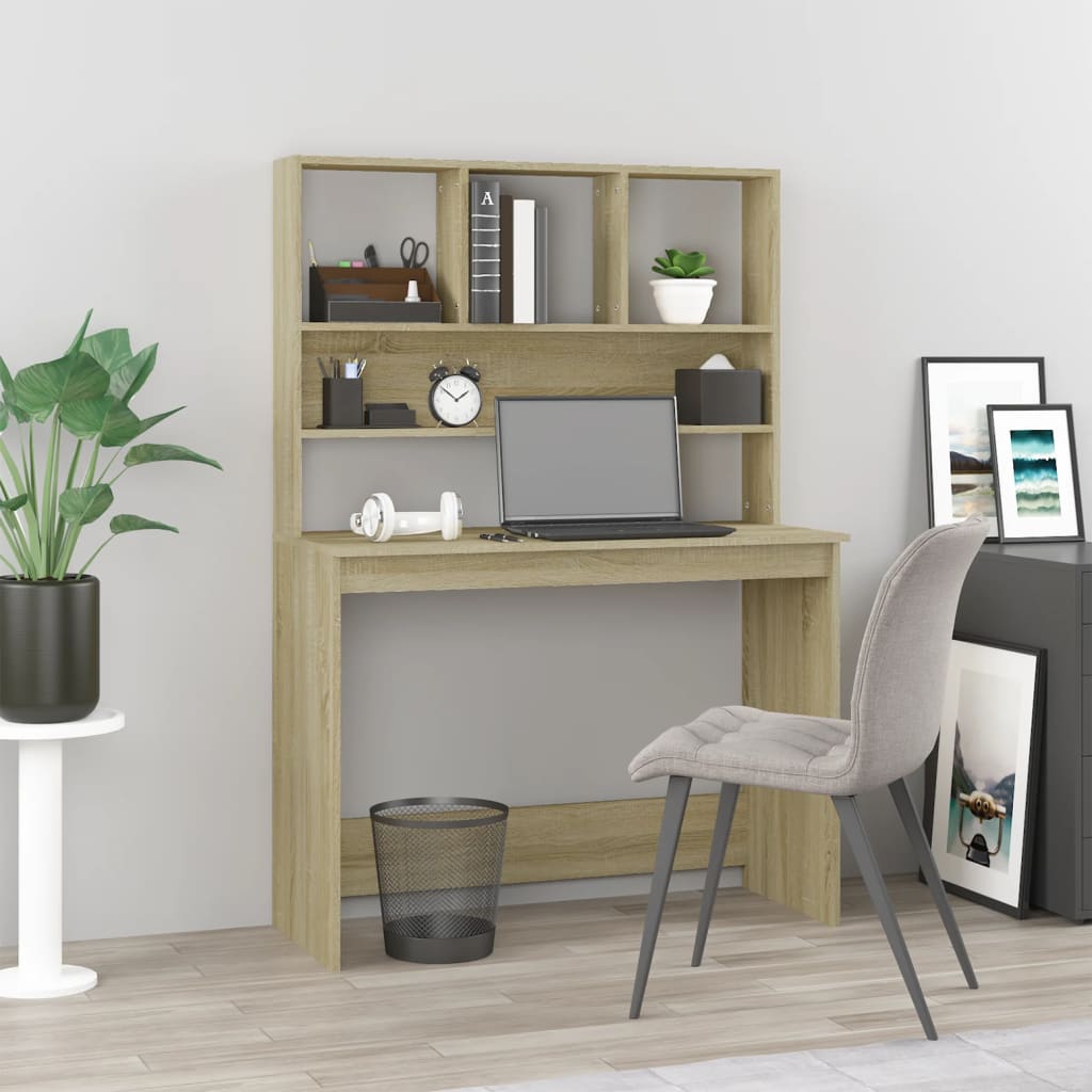 Desk With Shelves 102X45X148 Cm Engineered Wood