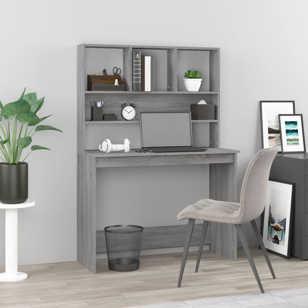 Desk With Shelves 102X45X148 Cm Engineered Wood