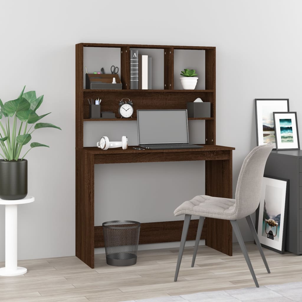 Desk With Shelves 102X45X148 Cm Engineered Wood