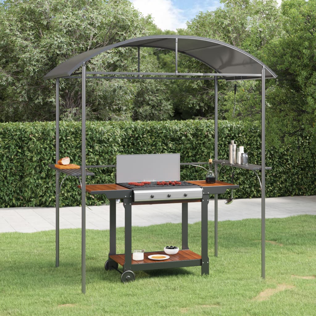 Bbq Gazebo With Side Shelves Anthracite 220X115X230 Cm Steel