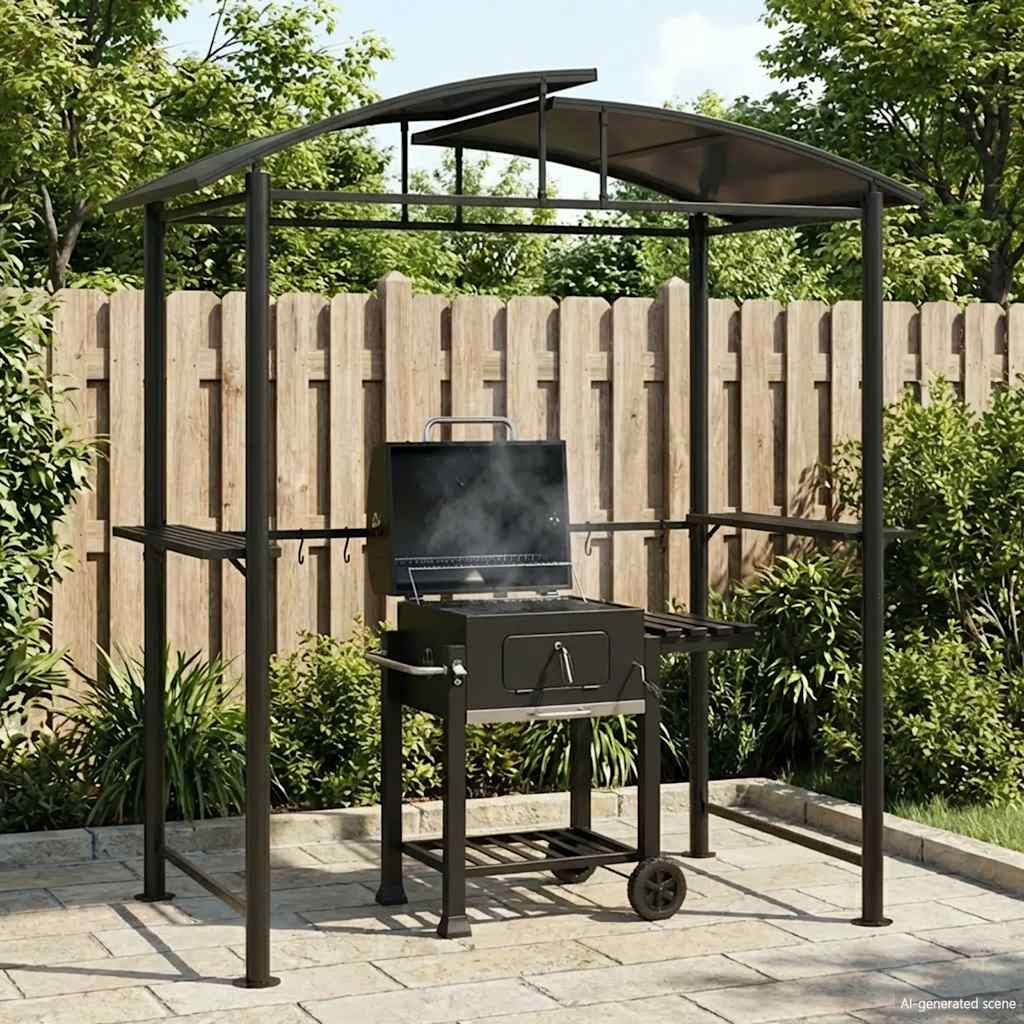 Gazebo Bbq Side Shelves Anthracite 210X114X230 Cm Steel PC board 210 cm