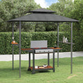 Bbq Gazebo With Side Shelves Anthracite 240X150X243 Cm Steel