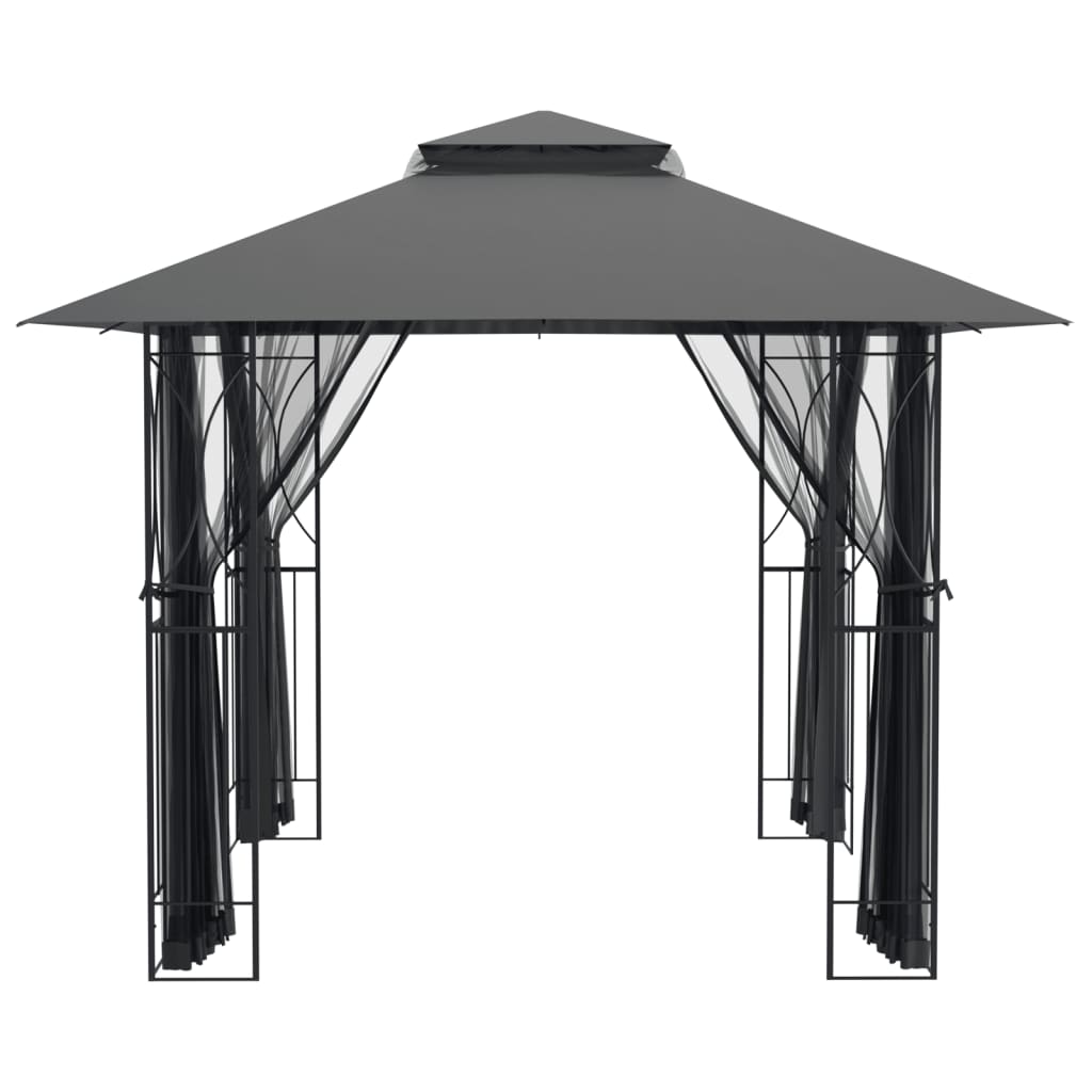Gazebo Sidewalls Anthracite Steel fabric (100% polyester) with PA coating 300 x