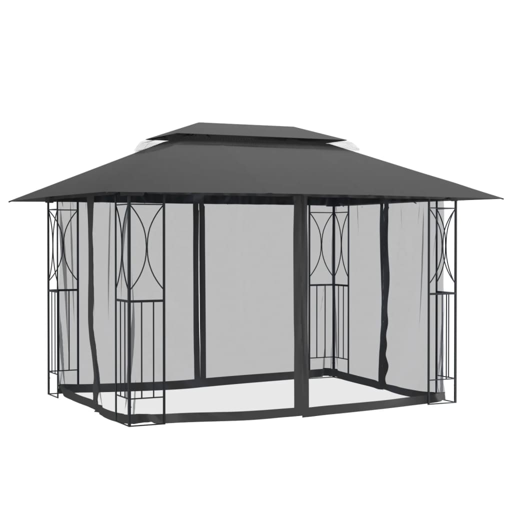 Gazebo Sidewalls Anthracite Steel fabric (100% polyester) with PA coating 300 x